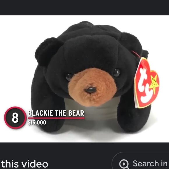 Blackie Black Bear Beanie Baby - Picture 9 of 9